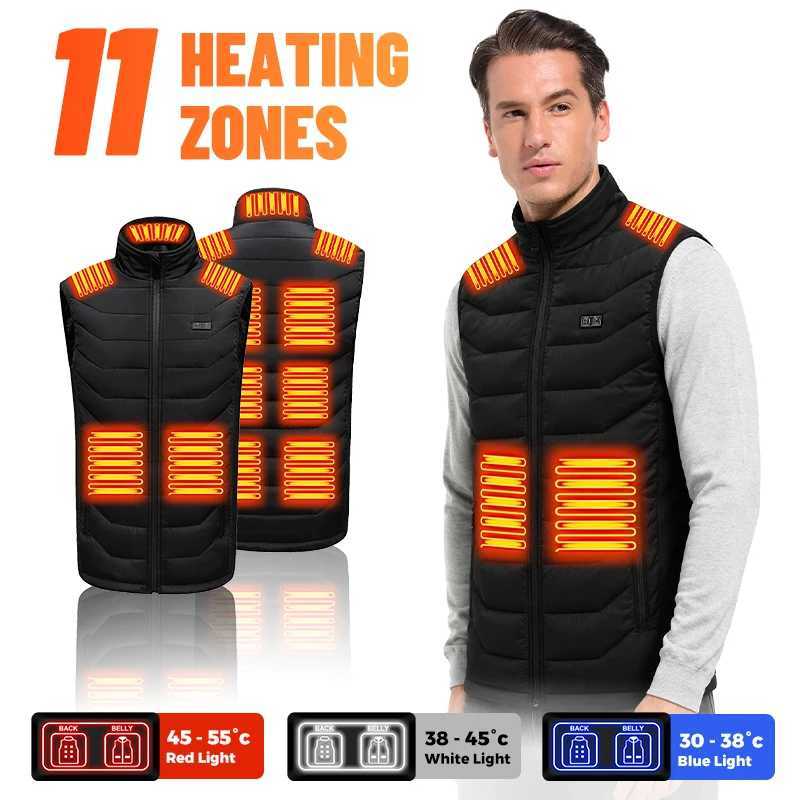11 Zone Heated Vest for Men Women 10s Quick Heat USB Powered Electric Warming Vest Machine Washable Winter Cotton Padded Gilet Q260917
