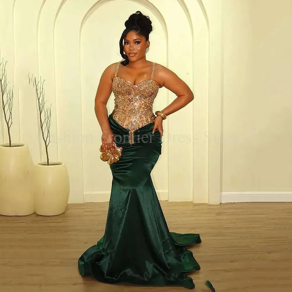 Sweetheart Spaghetti Strap Vintage Prom Dresses Or Length Beading Mermaid Sleeveless Evening Gowns Formal Ocns Handmade Dr0331 Q916