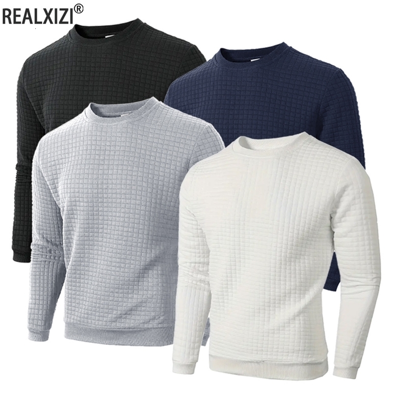 Autumn Men's Crew Neck Pullover Solid Color Casual Jacquard Check Sweatshirt Long Sleeve Warm Slim Sweaters Knitted Streetwear260916ww