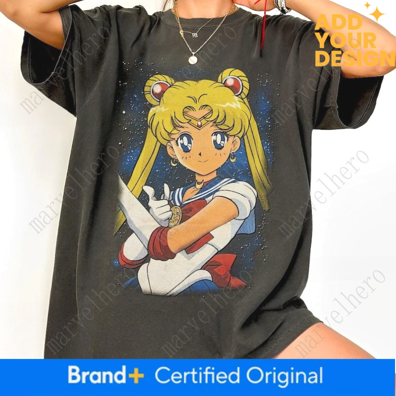 Sailor Moon Retro Anime Graphic T-shirt Men Women Tee Streetwear Casual Trend Short Sleeve Couple Hip Hop Top