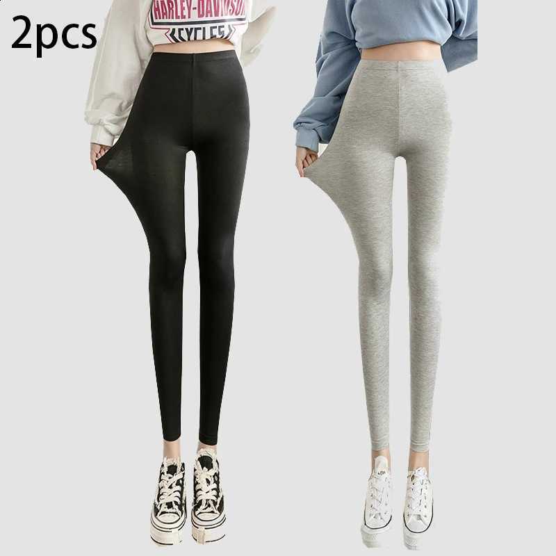2pcs Leggings For Women Thin Modal Pant Spring Autumn Slim Elastic High-Waisted Plus Size Sports Fitness Leggings H260916