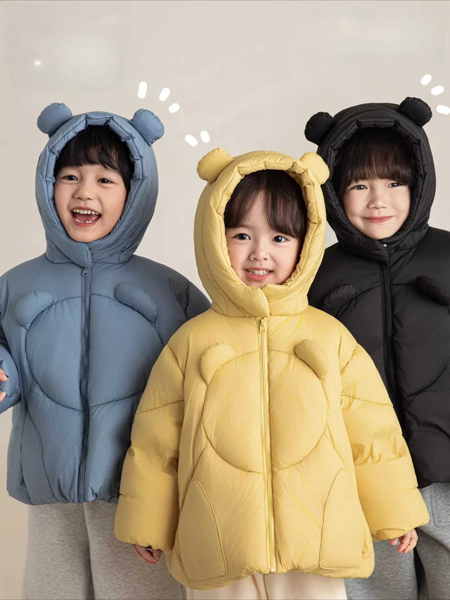 Winter Down Coat 2026 Boys 3D Bear White Duck Windproof Thermal Hooded New Year Gift 1-7 Years J260917