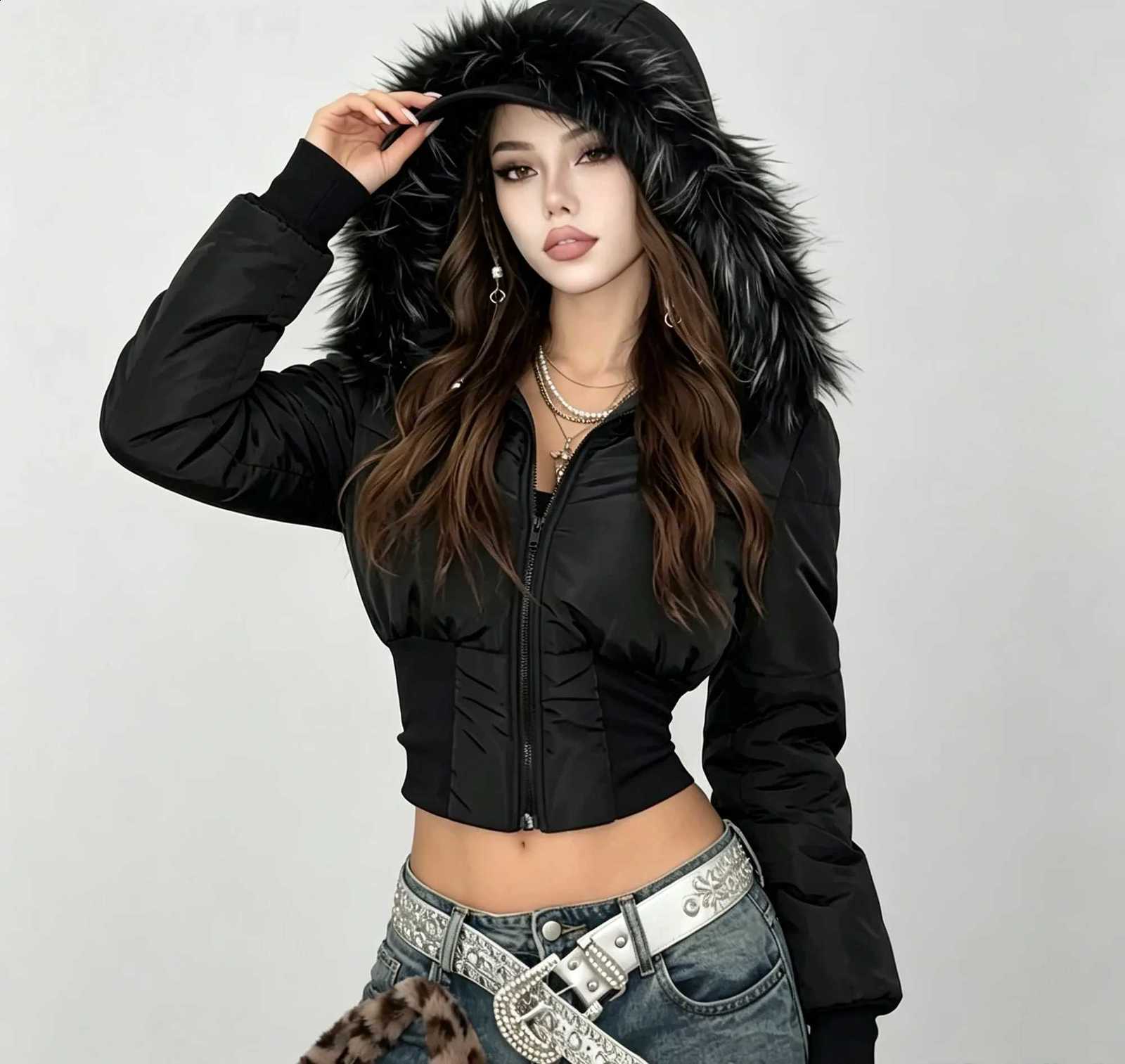 2026 European and American Autumn and Winter Cotton Clothes Hip-Hop Fashion Women's Winter Street Style Basic Jackets Slimming H2609171