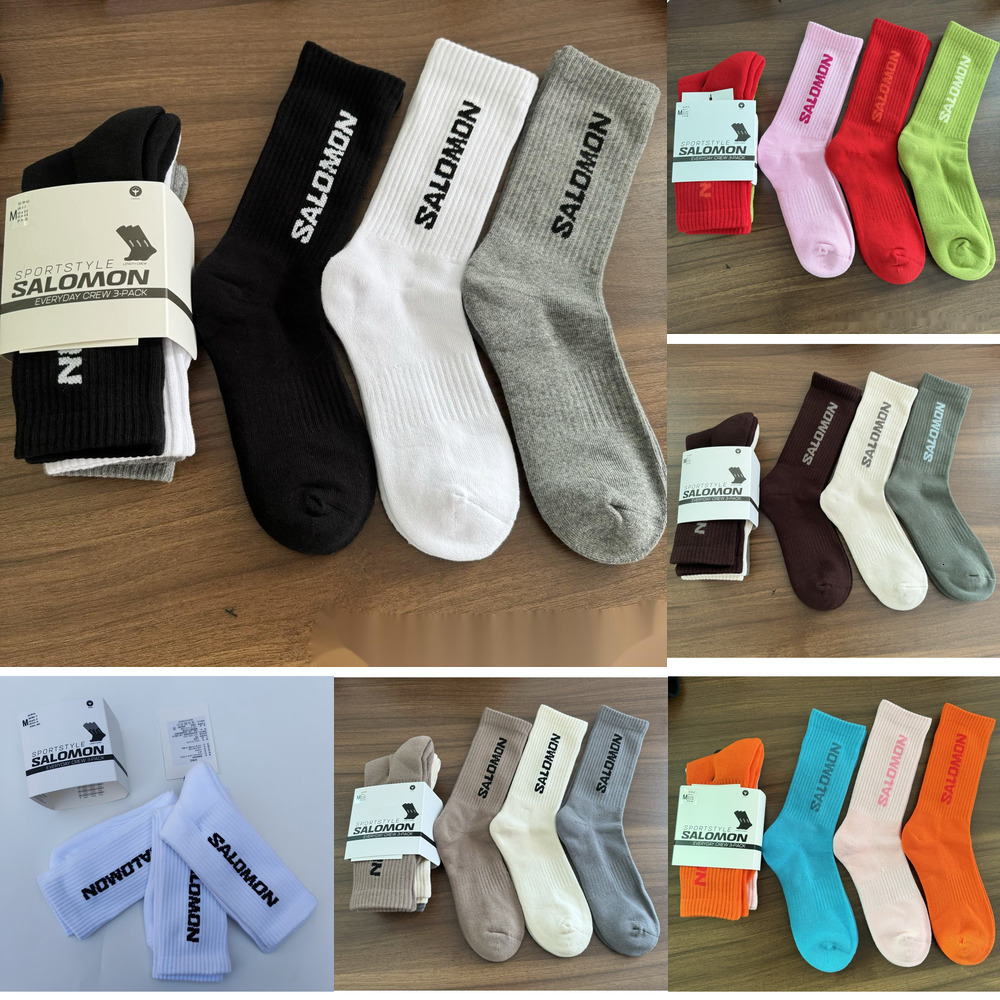 Salomon Towel Bottom Sports Men's Cotton Mid-Length Letter Autumn and Winter Thickened Socks Men's Crew Socks Retro Socks Cotton Sports Ca