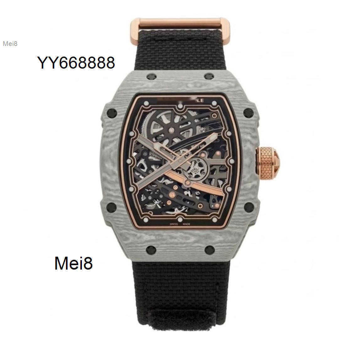 Mens watches high quality R M 6702 New Colors Automatic Mechanical Watch CRMA7 Tourbillon Hollow movement sapphire Mirror Customized Carbon Fiber ca