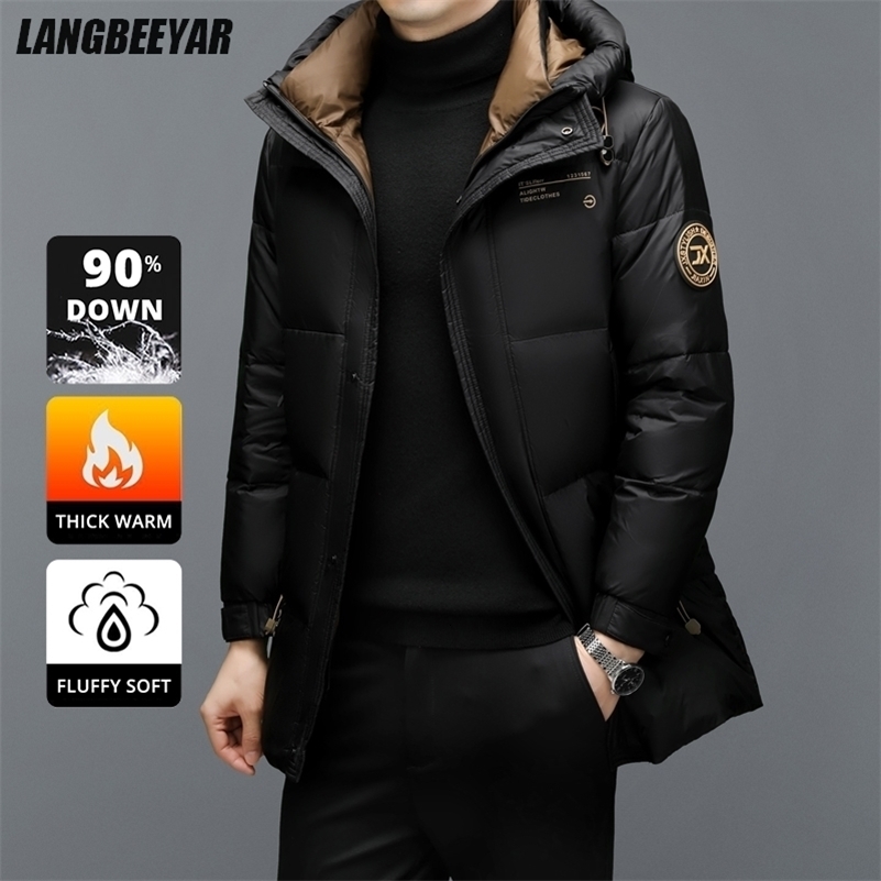 High End Long Thick Casual Fashion Winter Down Jacket Men Hooded Warm Street Parkas Feather Windbreaker Puffer Coats y260902