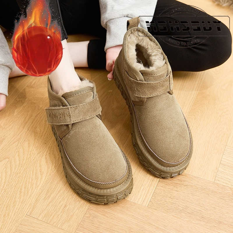 Men's Snow Boots Autumn and Winter Fur-Lined Thickened Warm Mid-Calf Cotton Shoes Thickened fa1 Casual Bakers Shoes D260917