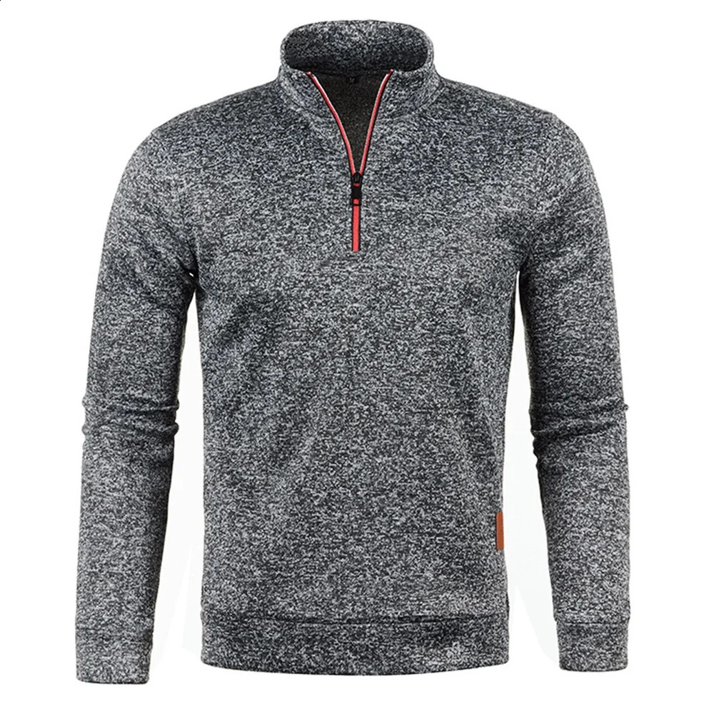 Men Pullover Men's Thicker Sweatshirts Half Zipper Pullover for Male Hoody Man Sweatshir Autumn Solid Color Turtleneck Sweaters 260916
