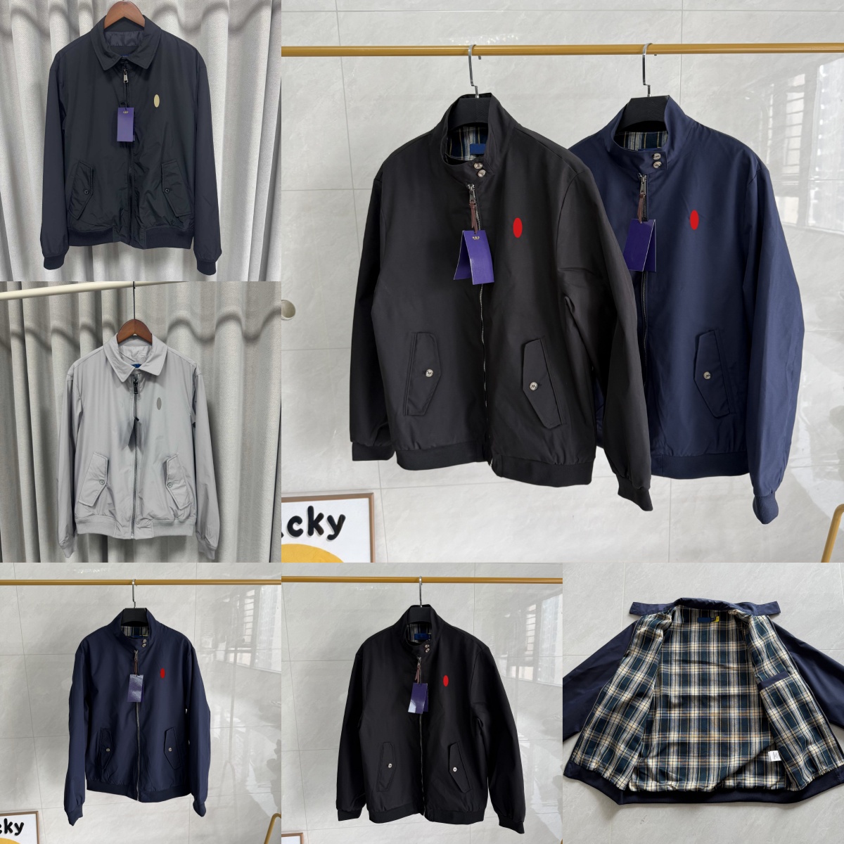 Men's Retro Jacket Spring Embroidered Full Zip Windbreaker Business Casual Golf Coat Outwear