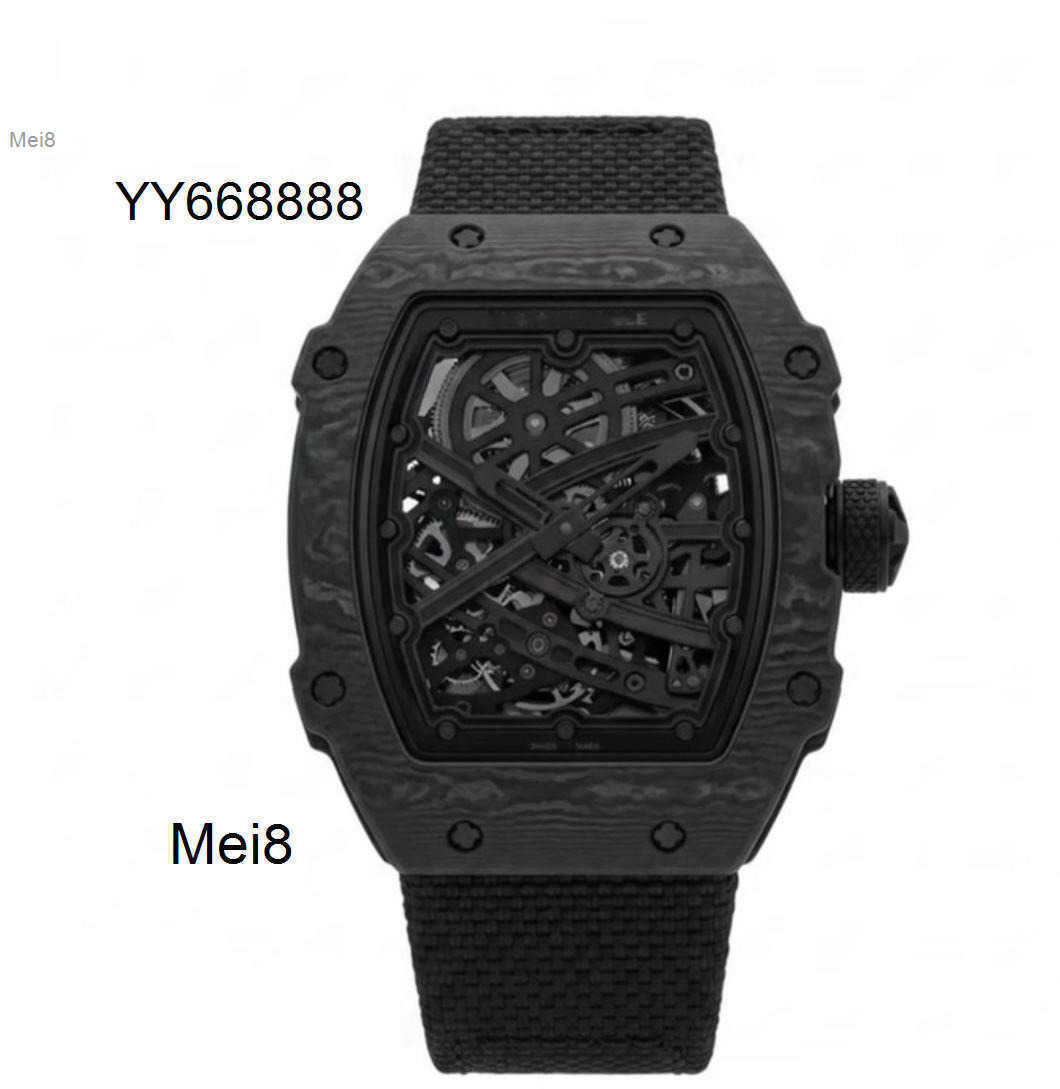 Mens watches high quality R M 6702 New Colors Automatic Mechanical Watch CRMA7 Tourbillon Hollow movement sapphire Mirror Customized Carbon Fiber ca