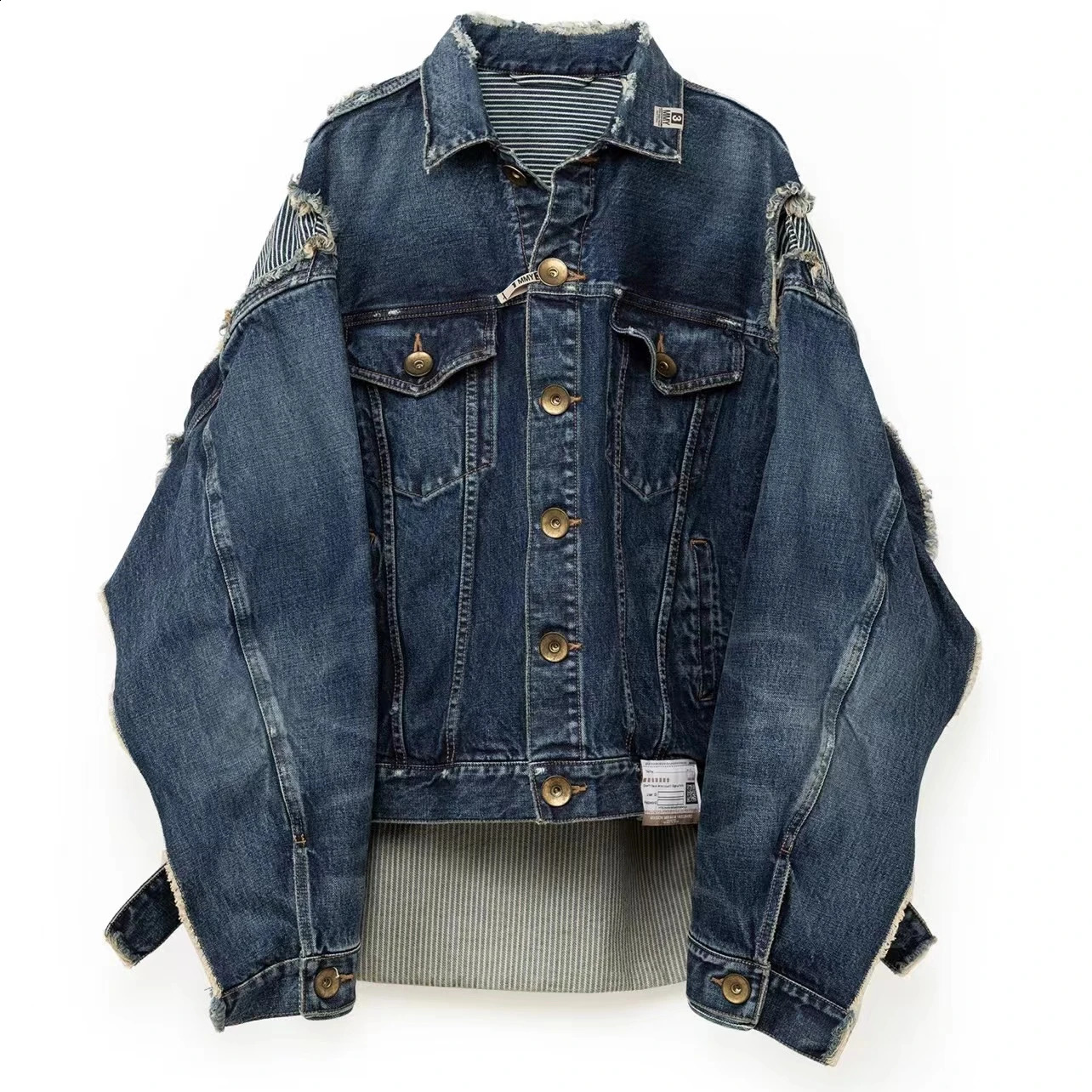Denim Cut Patchwork Distressed Jacket Mens Loose Blue Coat Hip Hop Casual Cowboy Jackets 260914
