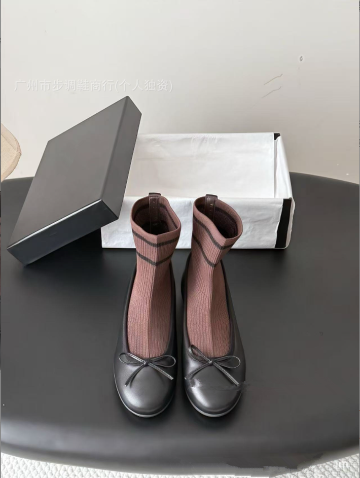 Early autumn mary jane sneakers designer boots women ballet flats designer shoes bow sneakers sock shoes slip on ankle boots ballet shoes elastic kn