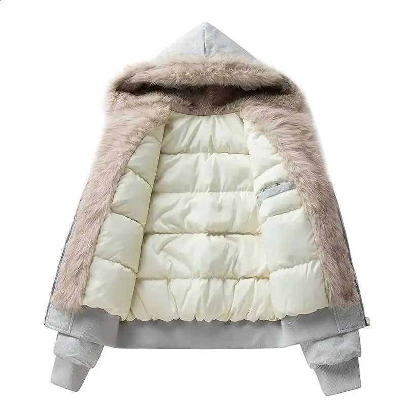 Parka Snow Wash Warm Cotton For Men Oversized Faux Fur Collar Hooded Casual Thick Winter Outerwear V0T6 W260915