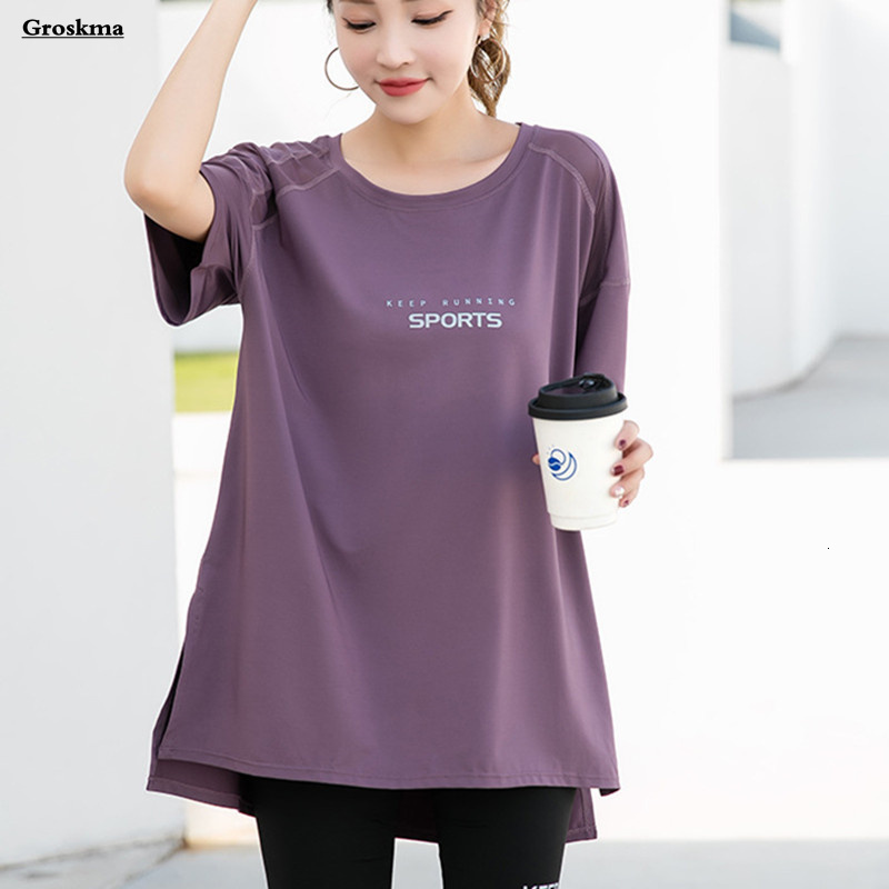 High Quality Women Yoga Loose T-Shirt Mesh Patchwork Fitness Gym Tees Workout Running Sportswear Tops Clothing Plus Size 4XL 26Y0917