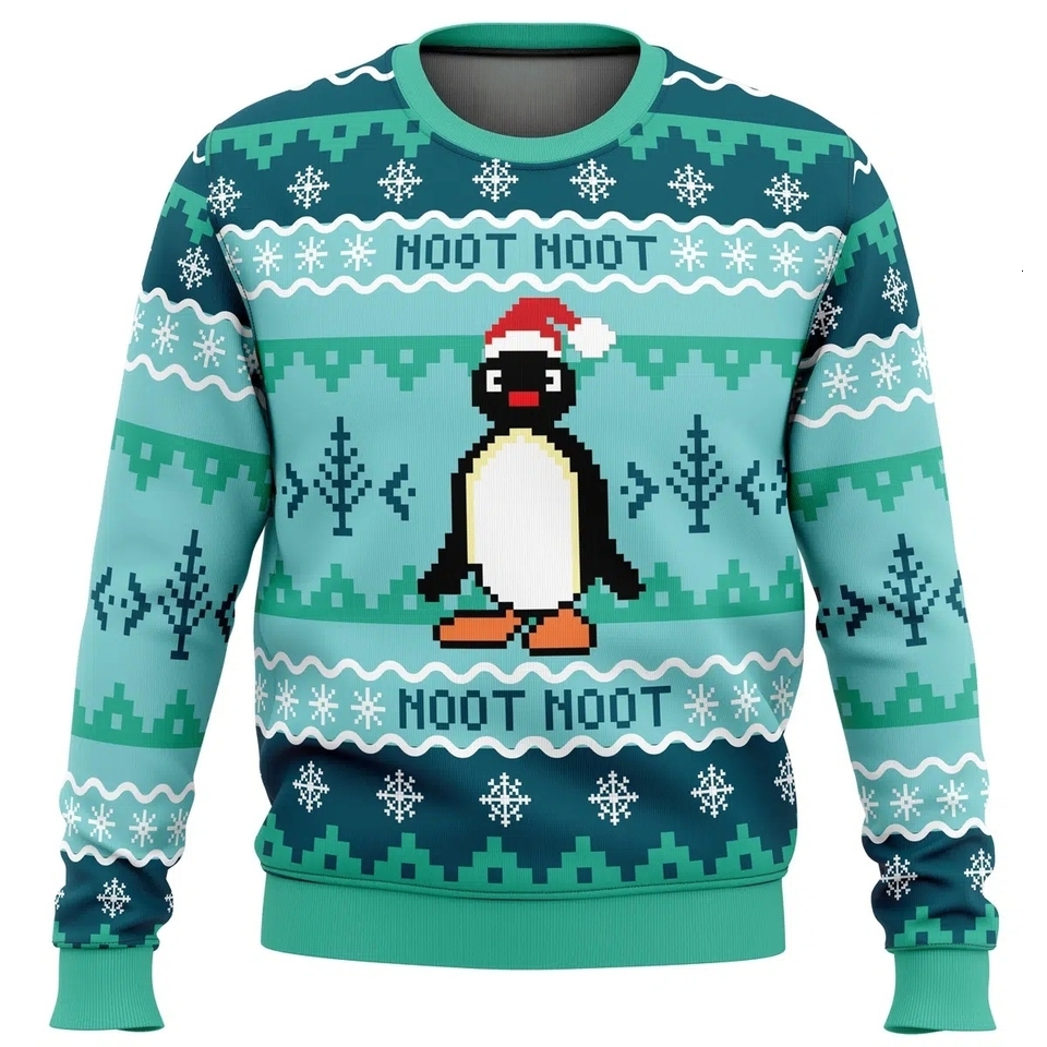 Cute NOOT Penguin 3D Print Ugly Christmas Sweater Men's Pullover Crew Neck Autumn Winter Home Casual Sweatshirt J260917