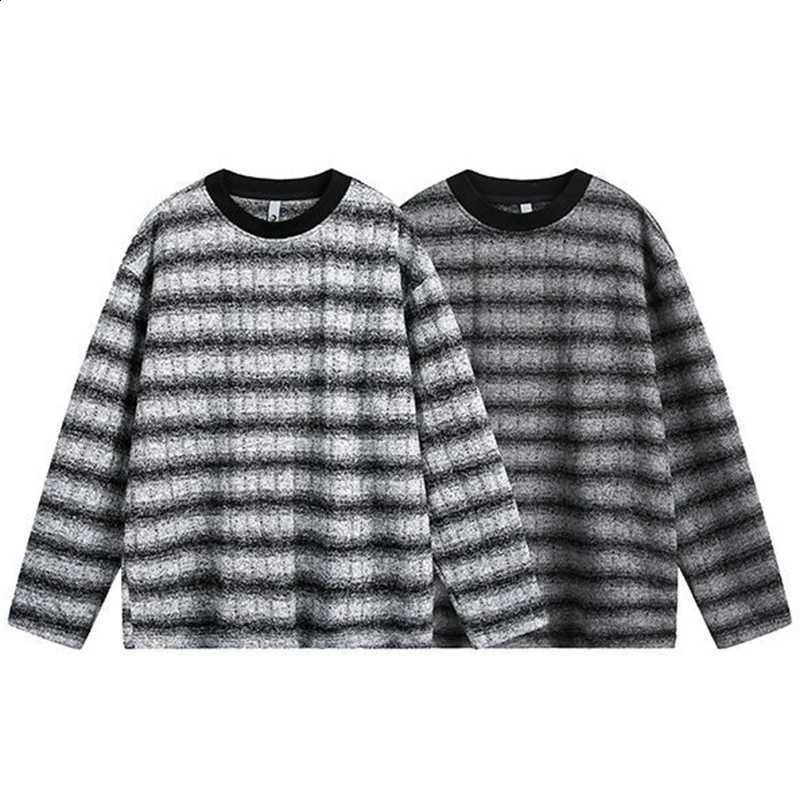 Knit Casual Striped Sweaters Crochet Mens Stylish Long Sleeve Crew Neck Knitting Jumper Tops Men Spring Vintage Knitted Sweater J260916