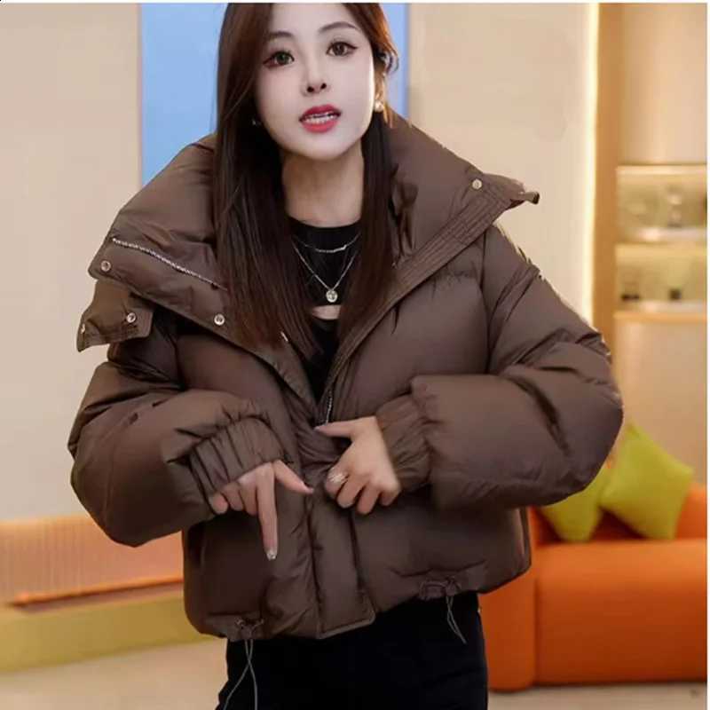 Wear a High-grade Cotton-padded Jacket For Women In Autumn Winter 2025 Solid Color Oxygen Hooded Female Coat With Overcoat H260917