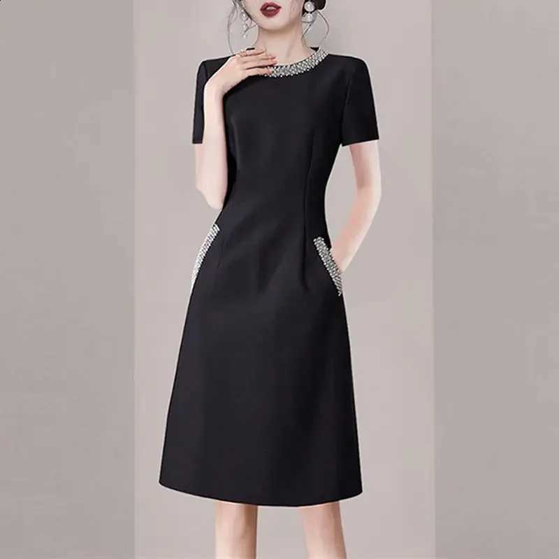 dress Nail bead short sleeved 2024 summer new style wedding banquet women's round neck red dress for women C260917