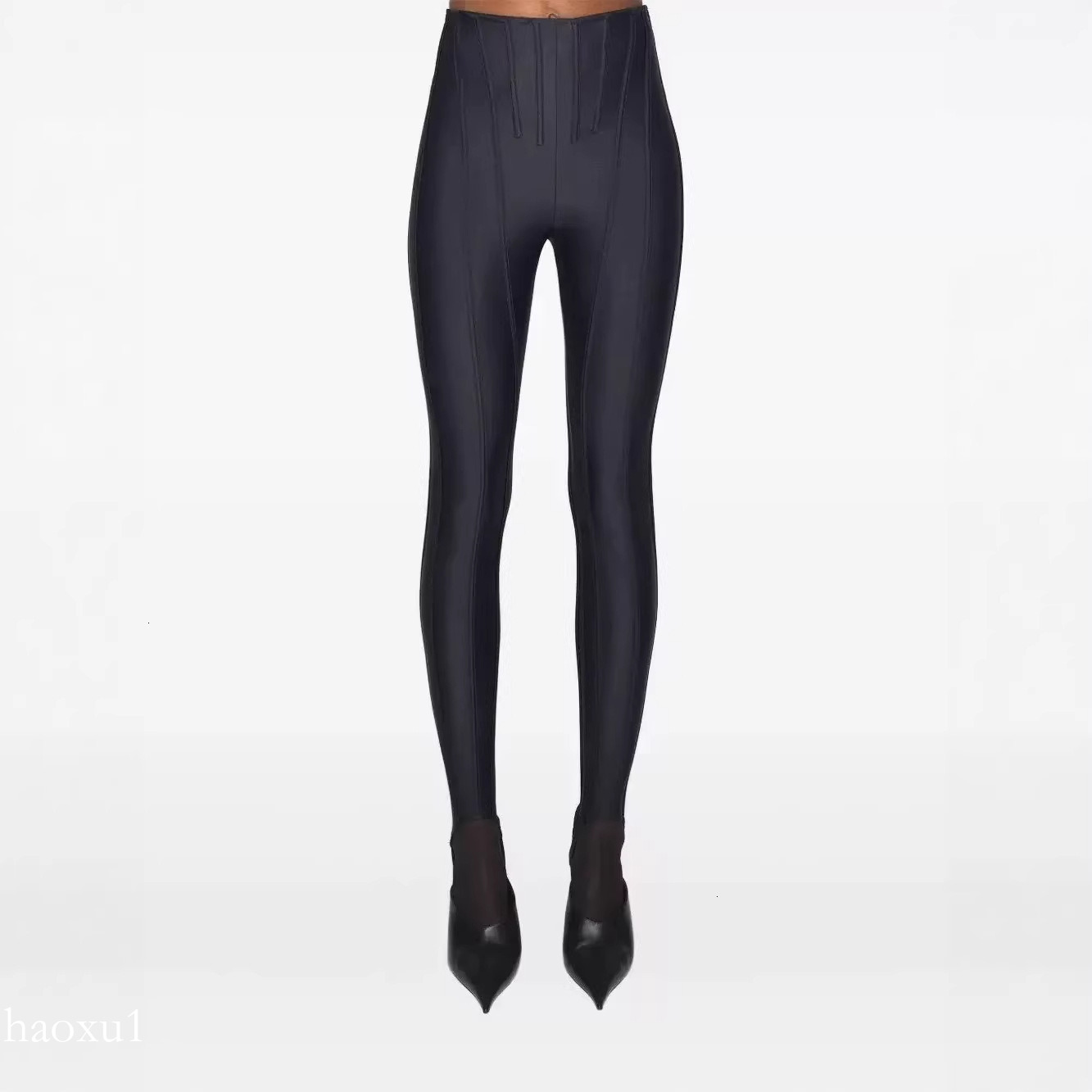 high quality mugler jeans Fishbone Waist-Cinching Footed Stretch Casual Pants Set mugler leggings 2026 New Fashionable Niche High-End Slimming