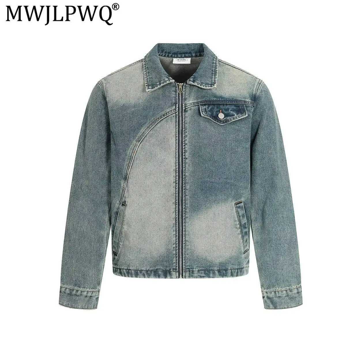MWJLPWQ American Strt Style Denim Deconstructed Workwear Jacket For Men Boxy Washed Distressed Lapel New Trendy Tops 20294 S260917SKT1