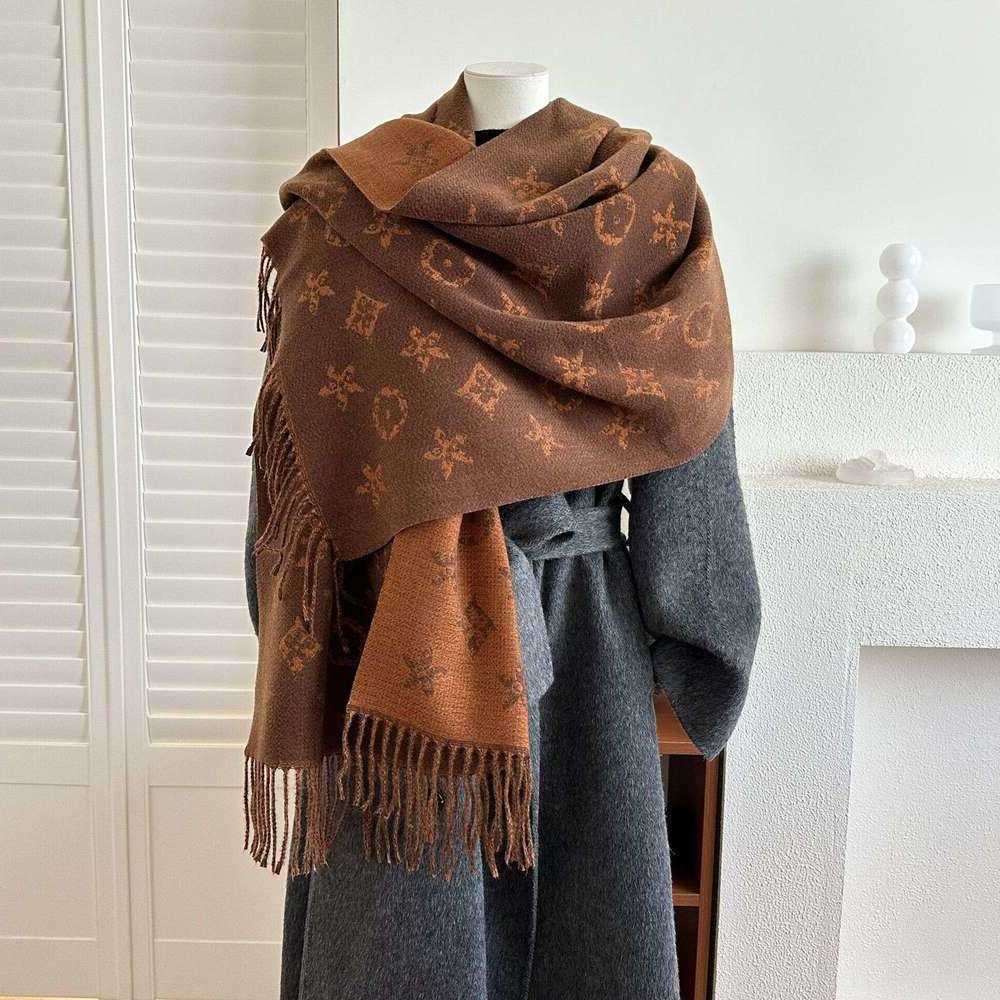 new 2025 British style high-grade scarf women's winter double-sided jacquard long shawl dual-purpose thickening and warmth. S260917ONM8