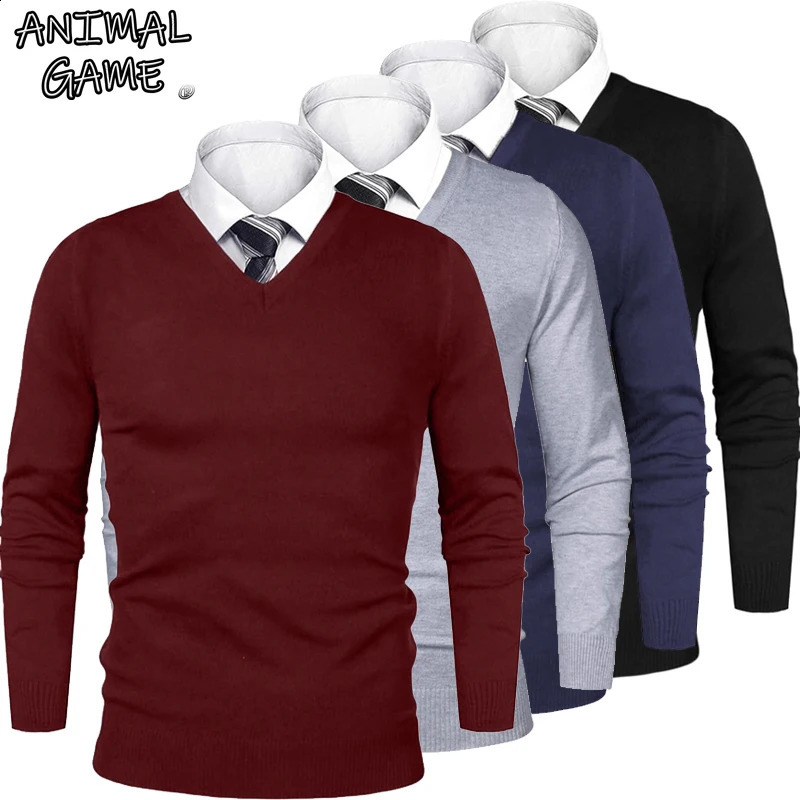 Animal Game Mens Business Sweater Casual V Neck Pullover Cold Blouse Outdoor Lightweight Woolen Knit Men y Men's 260910
