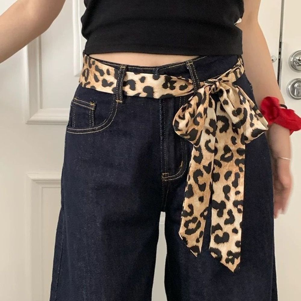 Retro 195*4cm Scarf Polka Dot Narrow Belt Long Leopard Print Neckerchief Women W260917