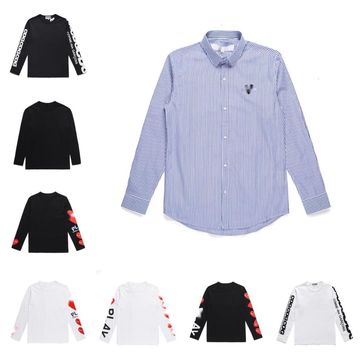 Comme designer mens Shirt long Sleeved Fashion Spring and Autumn Embroidery Shirt Red Heart Play Tshirt Printed Casual T Shirt Unisex Japan ShirtTre