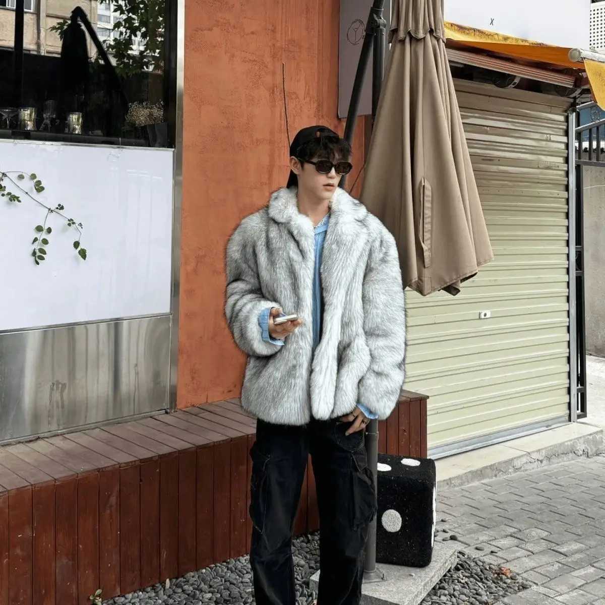 Coat Fur Men's Winter Faux Thickened Winter Short Jacket Korean Fashion Fluffy Warm Overcoat Daily Parkas OuterwearW260915