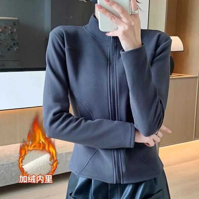 1pcs Autumn Winter Women Thermal Slim Fit Sport Jacket Long Sleeve Workout Coat Windproof Tops Lady Sportswear Stand Collar Coat H260916
