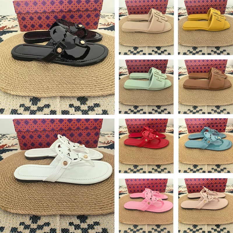 Designer Sandals Womens Slippers White Black Pink Red Blue Brown Fashion Slides Summer Beach Flat Leather Flip Flops Lady Scuffs Casual Shoes 35-42