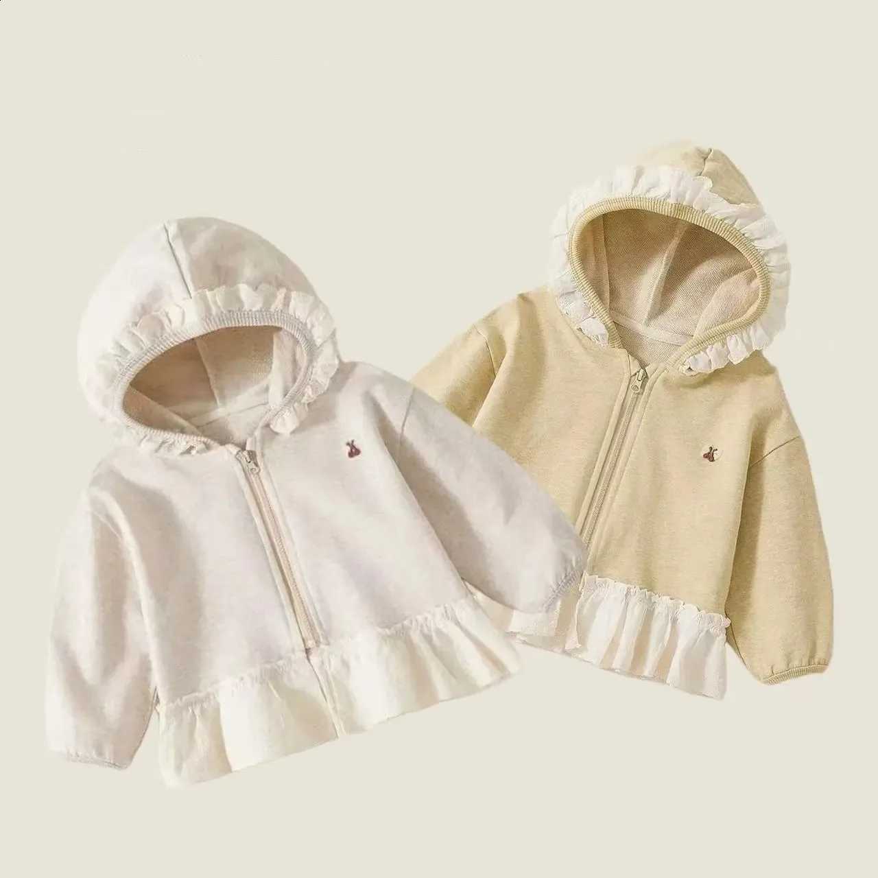 Spring Baby Girls Autumn Jacket New Fashion Children's Elegant Princess Hooded Zipper Coat Kids Children ClothingT260916