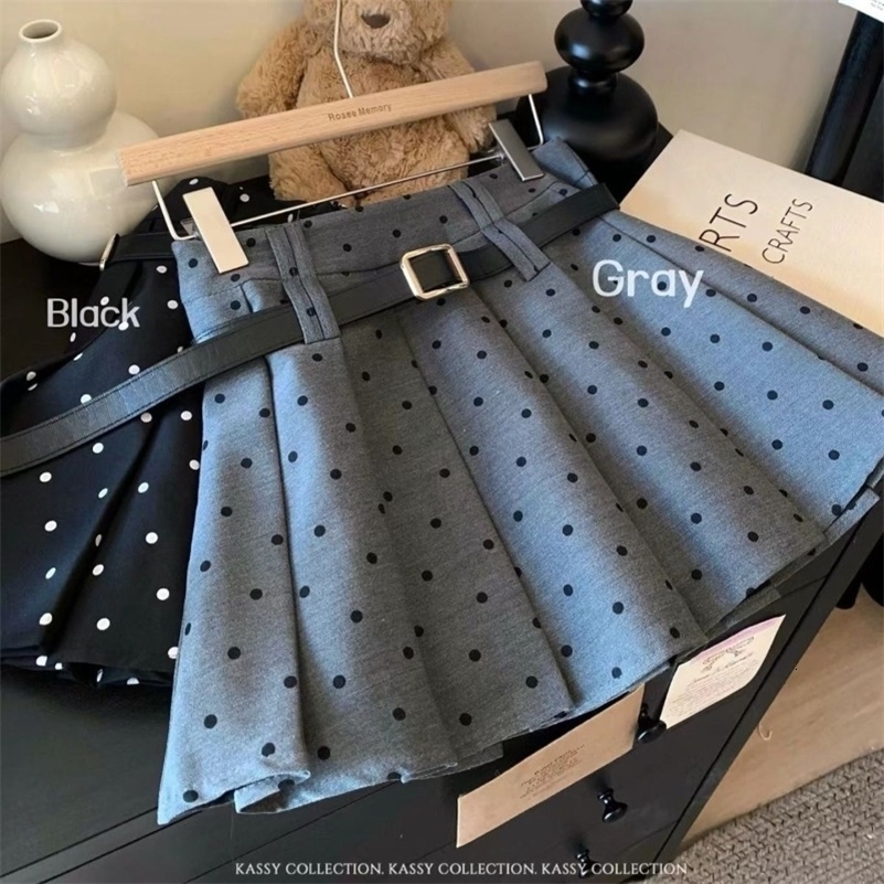 A Line Black Grey Mini Polka Dot Skirts Faldas Mujer Moda 2026 Casual Vintage Korean Style Grunge Y2k Style Ropa 260908