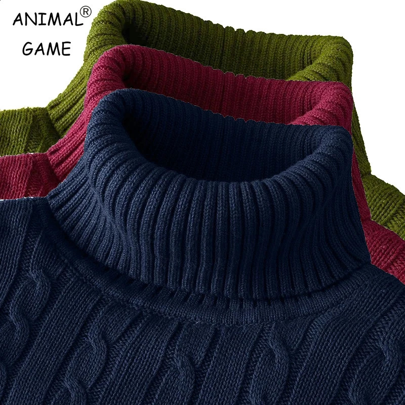 Men's Pullover Knitted Slim Fit Sweaters Casual Turtleneck Sweashirts Casual Warm Tops Basic Solid Color Loose Sweatwear260916