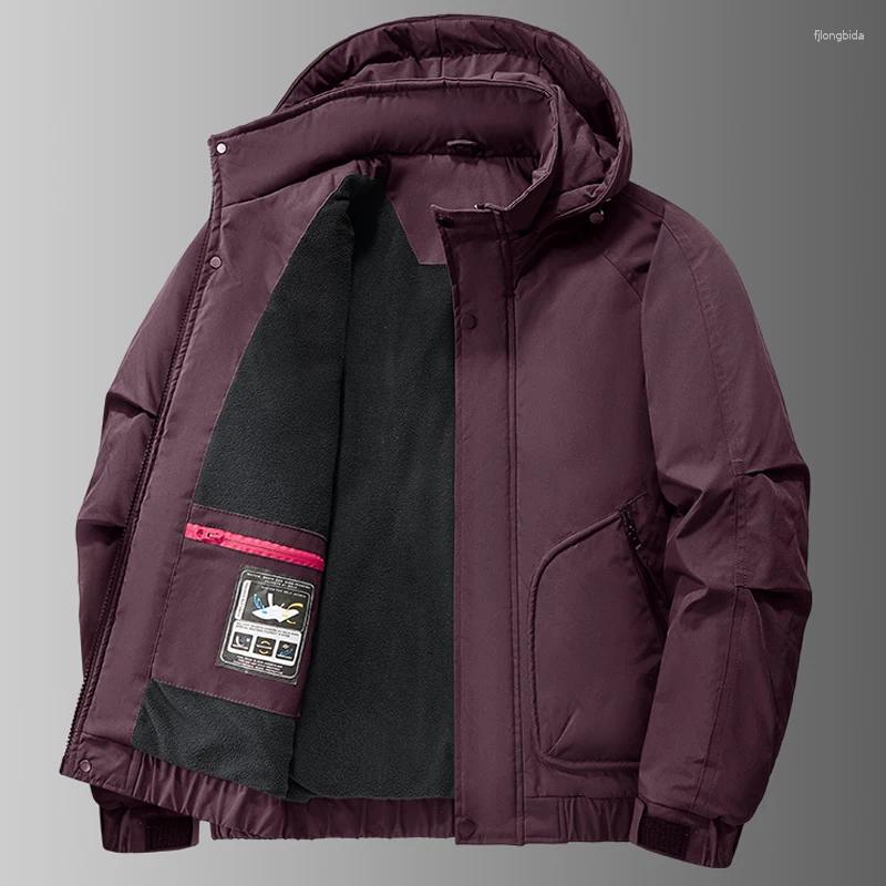 Men's Down Winter Coat Men Outdoor Hiking Camping Waterproof Jacket Streetwear Windbreaker Plus Velvet Cargo Parkas Clothing M-5XL