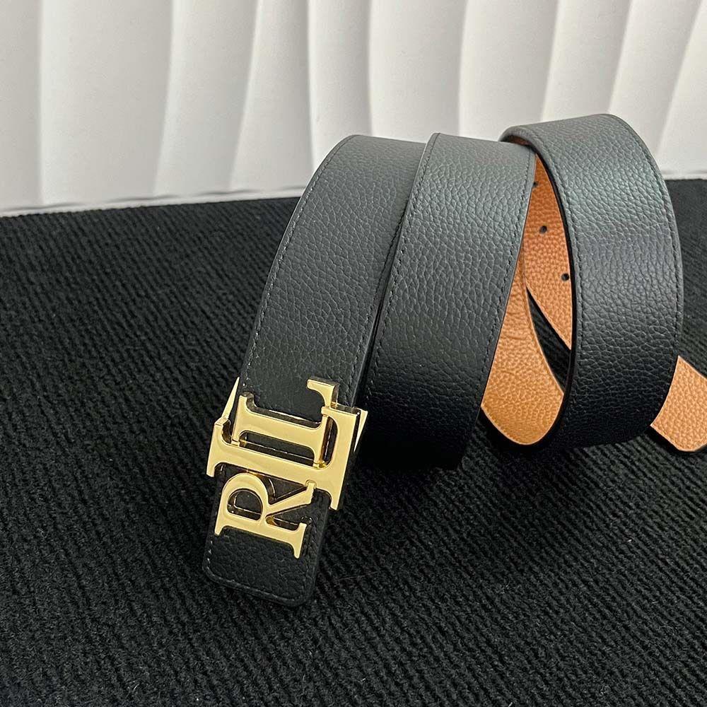 Men's leather belt with smooth buckle, made from top-grain cowhide, 3.8cm wide, reversible, suitable for business and casual wear
