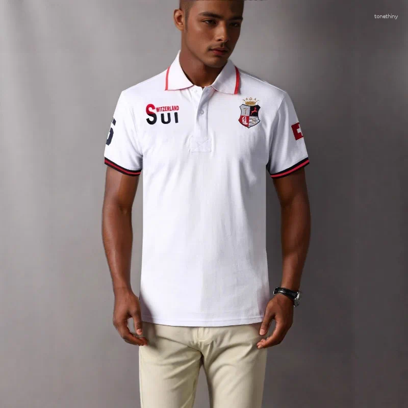 Minglu Cotton Summer Men's Polo Shirts Luxury Short Sleeve Letter Embroidery Contrast Color Casual Male T-shirts 7XL