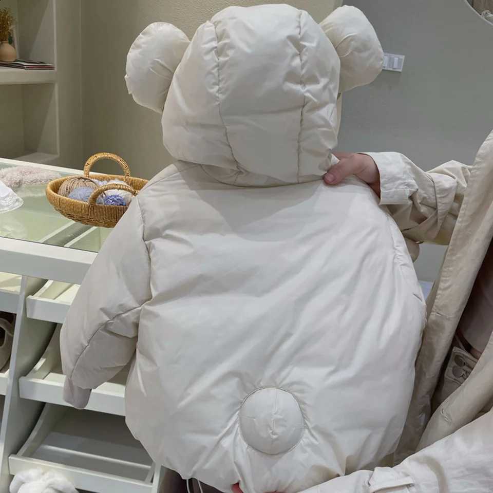 Autumn and Winter Children's New Warm Down Jacket Teddy Bear Hooded Jacket Boys' and Girls' Stylish and Cute Clothes J260917