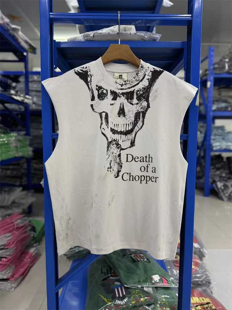 Summer Hip Hop Street Vintage Pattern Print Destruction Design Washed Tank Top High Street Casual Loose Trendy Oversize Vest X260916