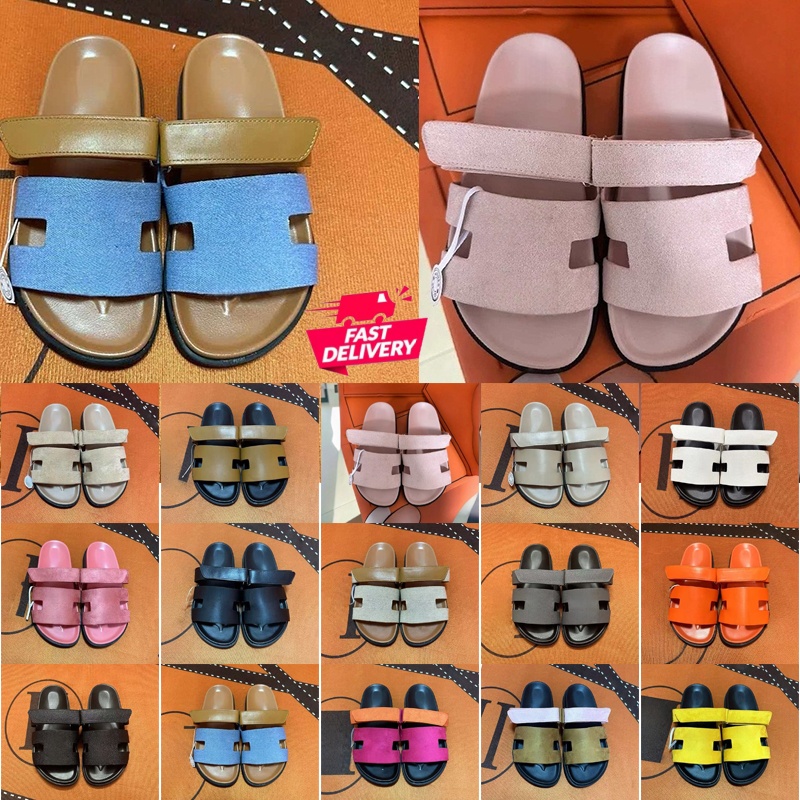 Designer H Open Toe Sandals Men Women Two Strap Velcro Slides Platform Slippers Casual Summer Comfort Shoes Outdoor Beach Holiday Footwear Daily 36-