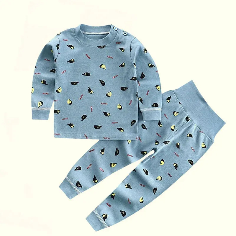 Spring Autumn Children Pajamas Set High Waist Cotton Kids Long Johns Sets Boys Girls Cotton Underwear Set for 1-6 Years Old 260915
