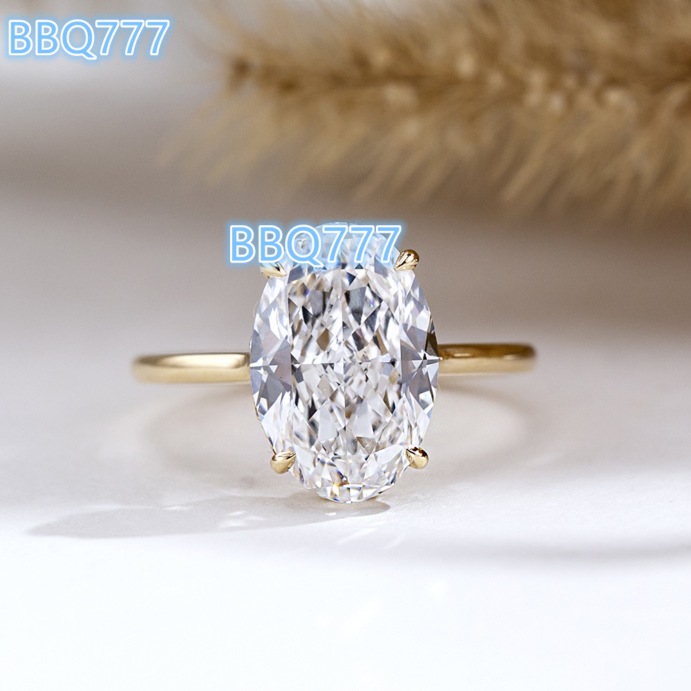 Messi Jewelry MSR-2218 18K Gold Trendy Ring Oval Lab Grown Diamond Custom Jewelry