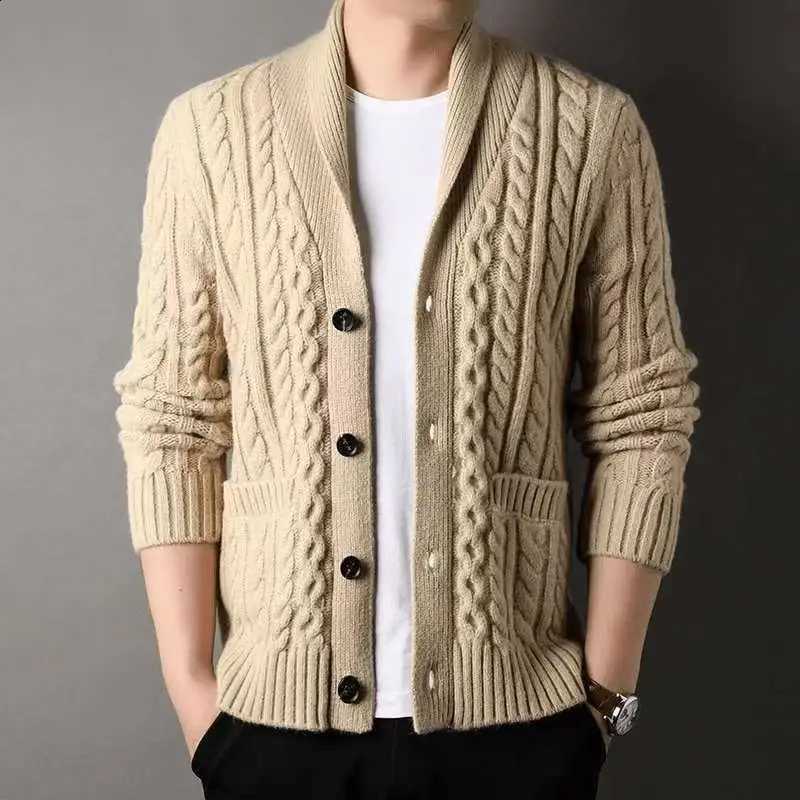 Cardigan New Arrival Men's Knitted Jacket Thick Long Sleeve V-Neck Casual Sporty Style Polyester Rabbit Fur Blend Adult Size J260916