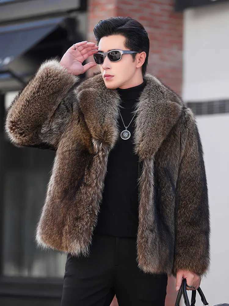 Winter Brand Men Fur Coats Mink Coat Warm Thick Faux Fur Jacket Men's Clothing Overcoat Singer Stage CostumesW260915