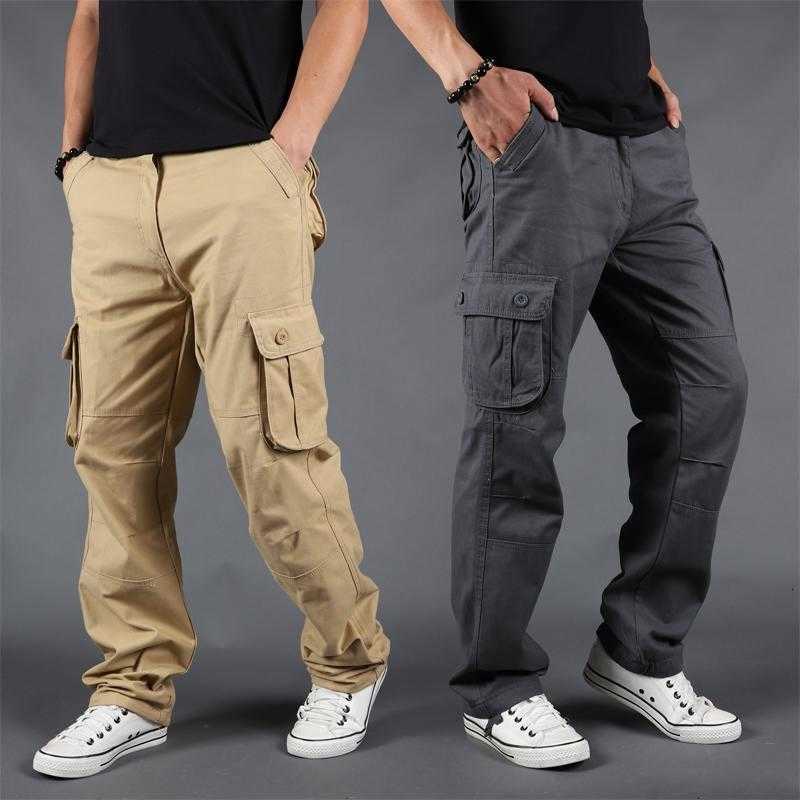 Large Men's Pants Size Multi-pocket Loose Overalls Outdoor Sports Training Jogging Casual Pants Loose And ComfortableT260917