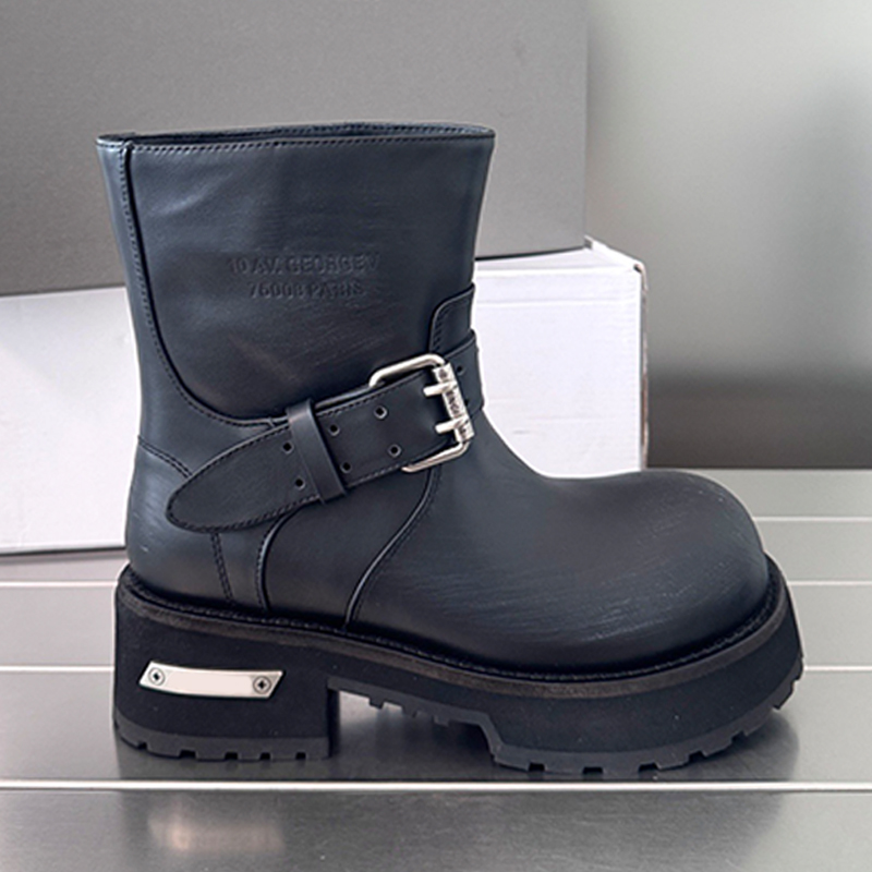 Mens Womens Venom Mini Booties Designers Waxed Suede Calfskin Unisex Ankle Boots Luxury Adjustable Strap Belt Buckle Round Toe Short Boots Rubber Ou