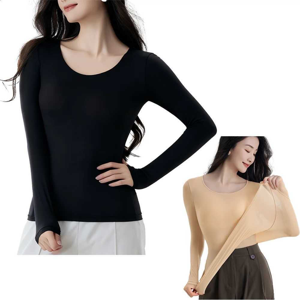Women Thermal Underwear Long-sleeved T-shirt Female Basic Pullover Autumn Winter Warm Tops Female Elastic Tights Bottoming Top H260916
