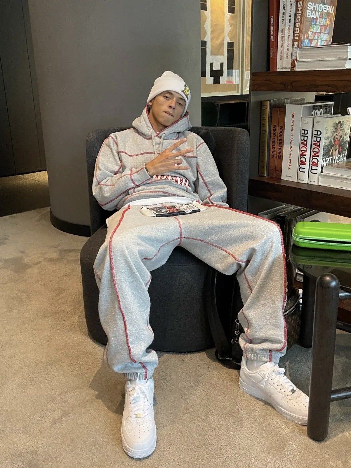 SUP 25FW American-style cross-border hip-hop color-block letter embroidery striped hoodie and sweatpants set, trendy sportswear d2