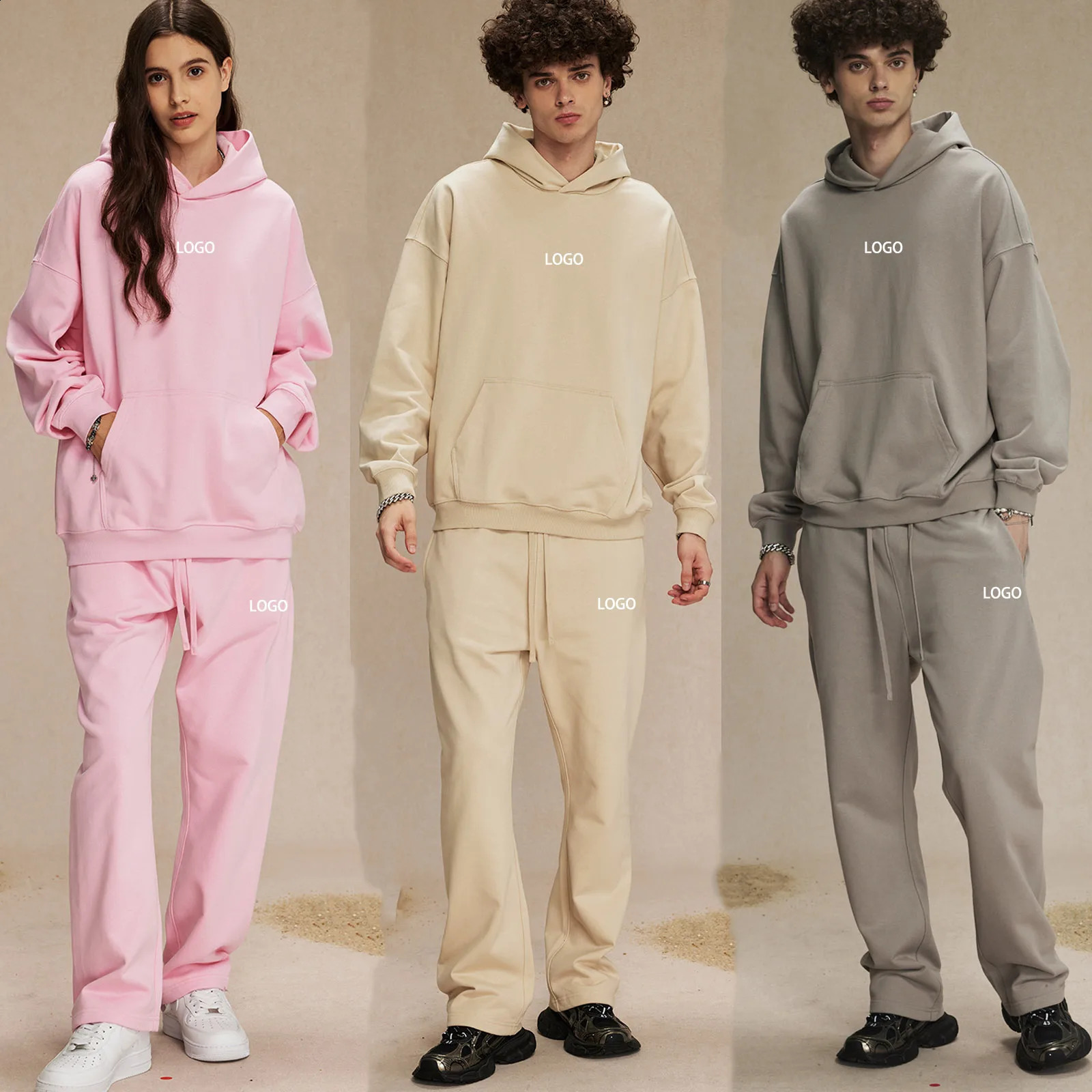 Custom High Quality Cotton polyester 430g Clothing Fall sports tracksuit unisex hoodie sweatpants set Hoodie Jogger Pants 260917