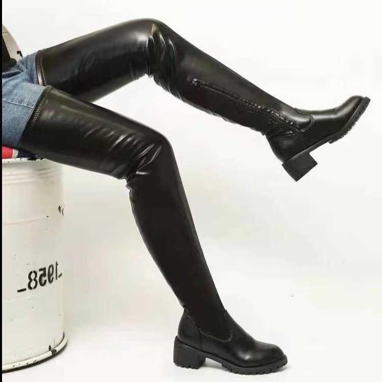 New Spring Autumn Women's 2024 Knee-high Boots fashionable European Style Round Toe Leather Boots Thick Sole Long Tube Riding D260917